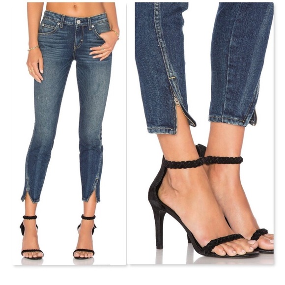 AMO Twist Zip Slim Fit Mid Rise Denim Jeans size Women’s 27, NWT! - Picture 2 of 12